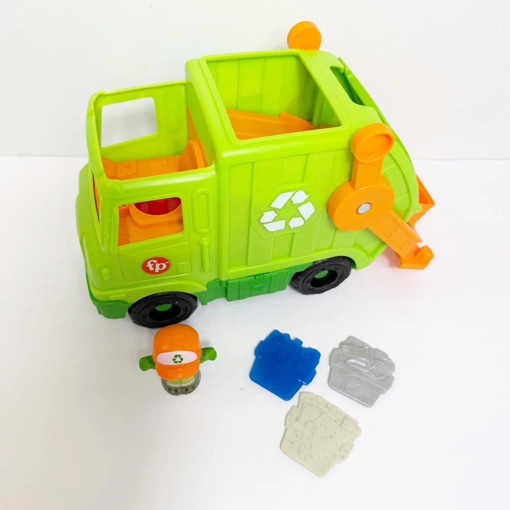 Fisher-Price Little People Green Garbage Recycling Truck Playset Toy